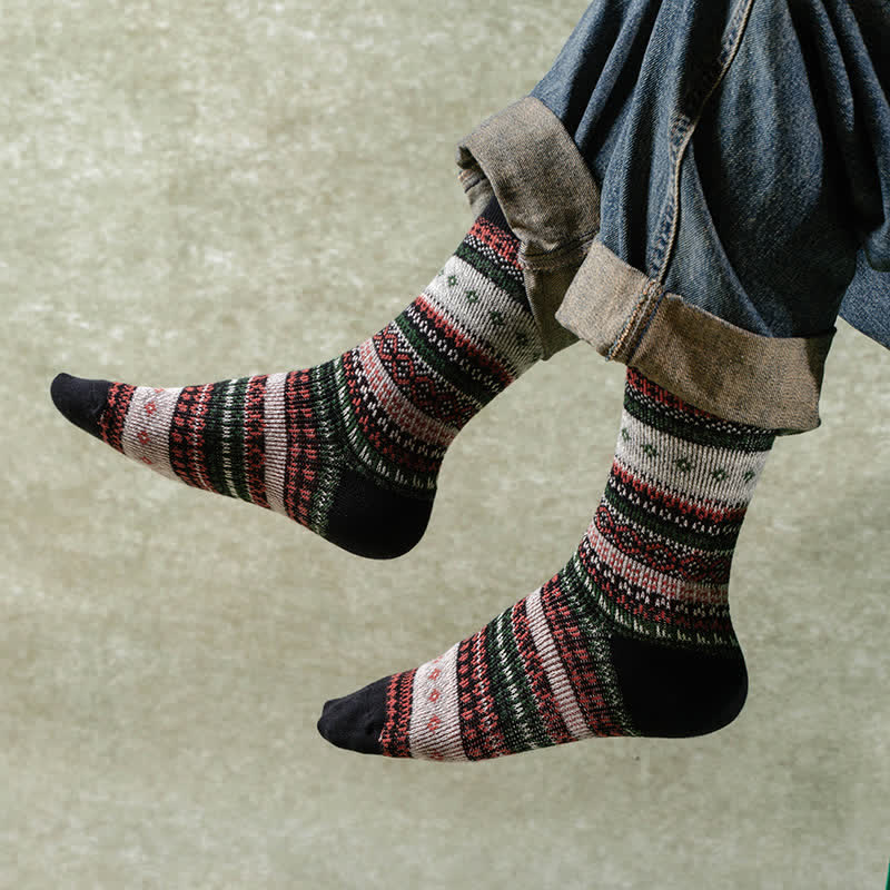 Calcetines étnicos de rayas de estilo nacional retro