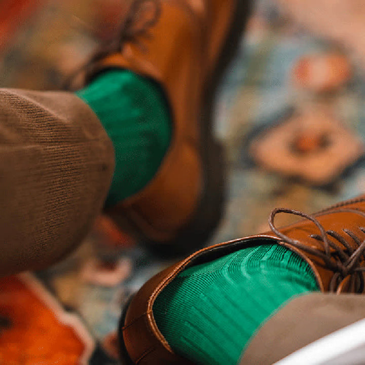 Calcetines de algodón de negocios de color liso y sencillos para hombre