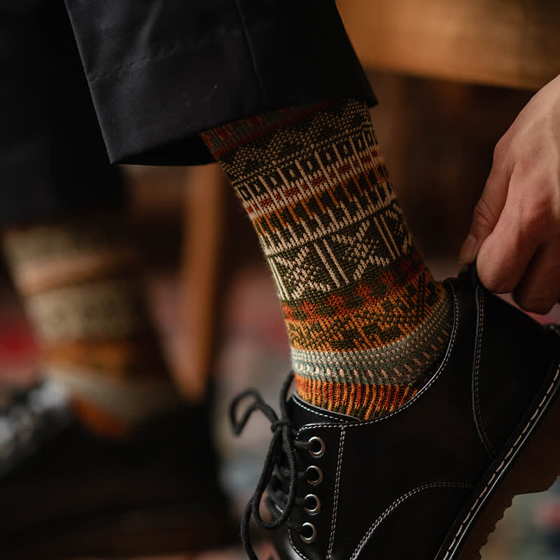 Calcetines de algodón con estampado de punto colorido y llamativo para hombre