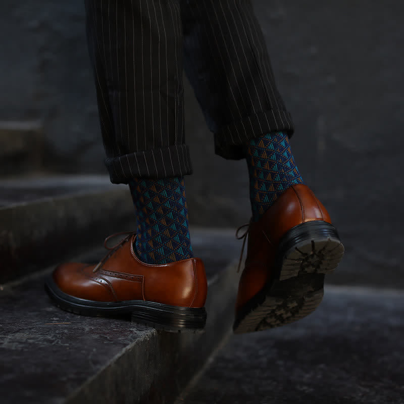 Calcetines de algodón con estampado de triángulos en colores contrastantes