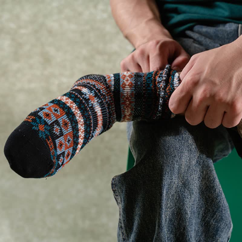 Calcetines de algodón con estampado étnico de rayas