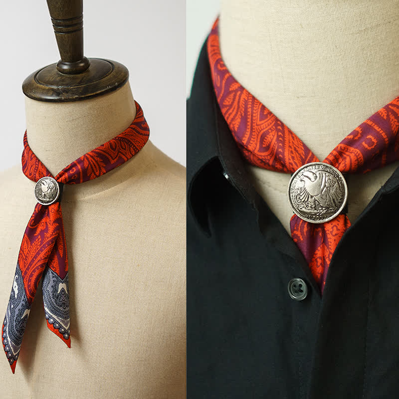 Bufanda cuadrada con estampado paisley exótico y hebilla - borgoña - image 11