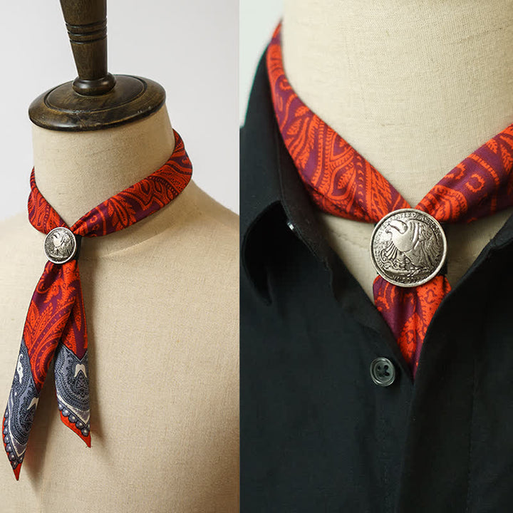 Bufanda cuadrada con estampado paisley exótico y hebilla - borgoña - image 11