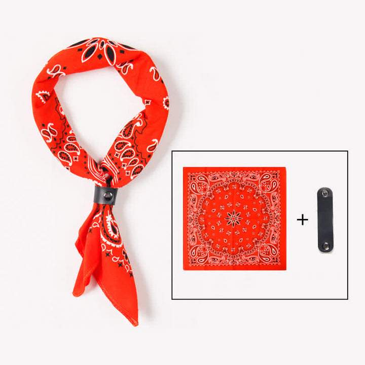 Bufanda cuadrada con estampado de cachemira y hebilla de moda
