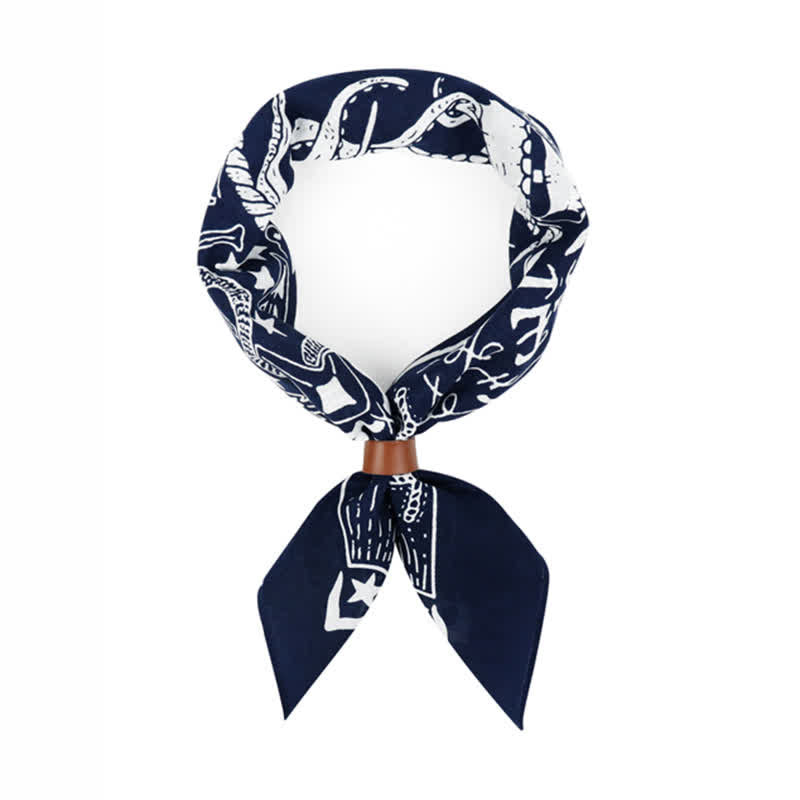 Bufanda cuadrada con hebilla y estampado de vela náutica