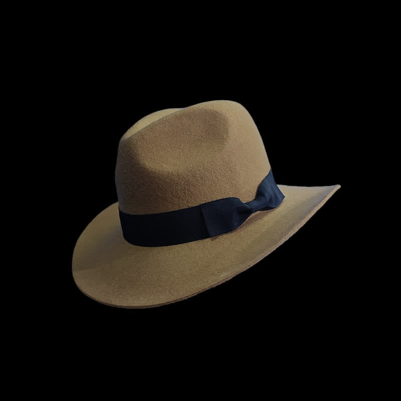 Sombrero de vaquero con lazo de cinta negra de color sólido