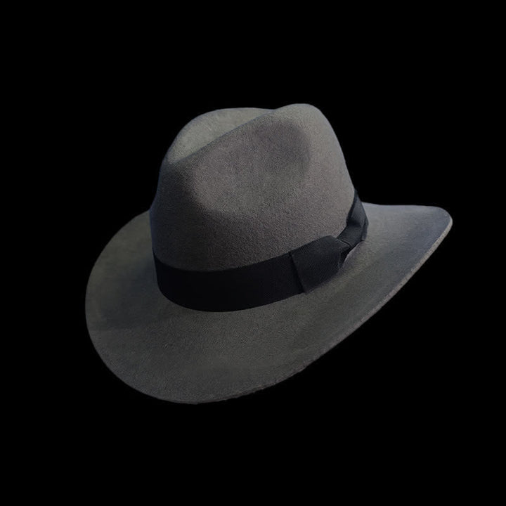 Sombrero de vaquero con lazo de cinta negra de color sólido