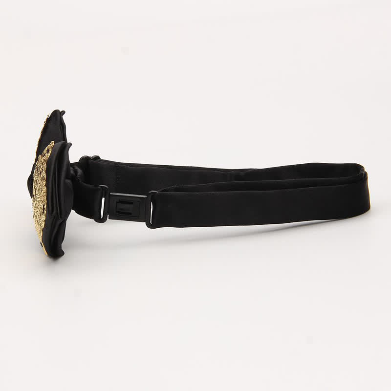 Pajarita de metal dorado con diseño de palacio para hombre