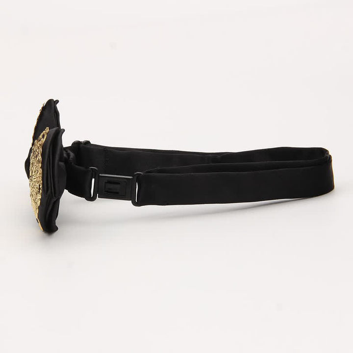 Pajarita de metal dorado con diseño de palacio para hombre