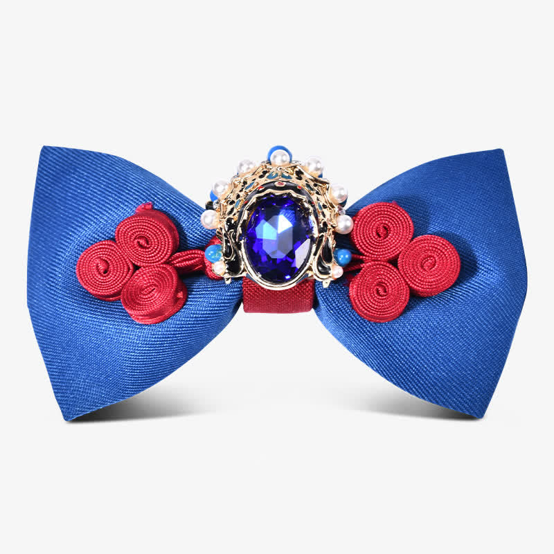 Pajarita elegante para hombre con cristales y perlas artificiales y decoraciones circulares