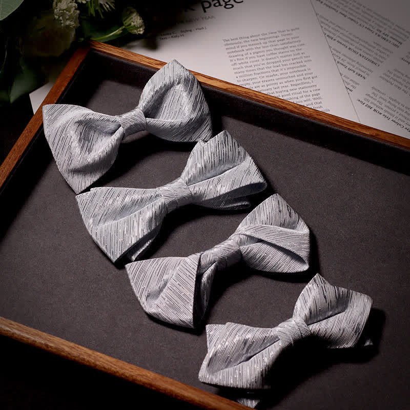 Pajarita de sarga de la serie gris plateado brillante para hombre