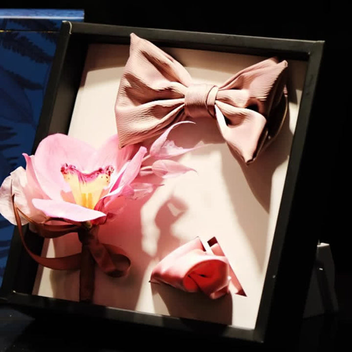 Juego de 3 piezas de broche y pañuelo de cola de pez de color rosa ahumado para hombre