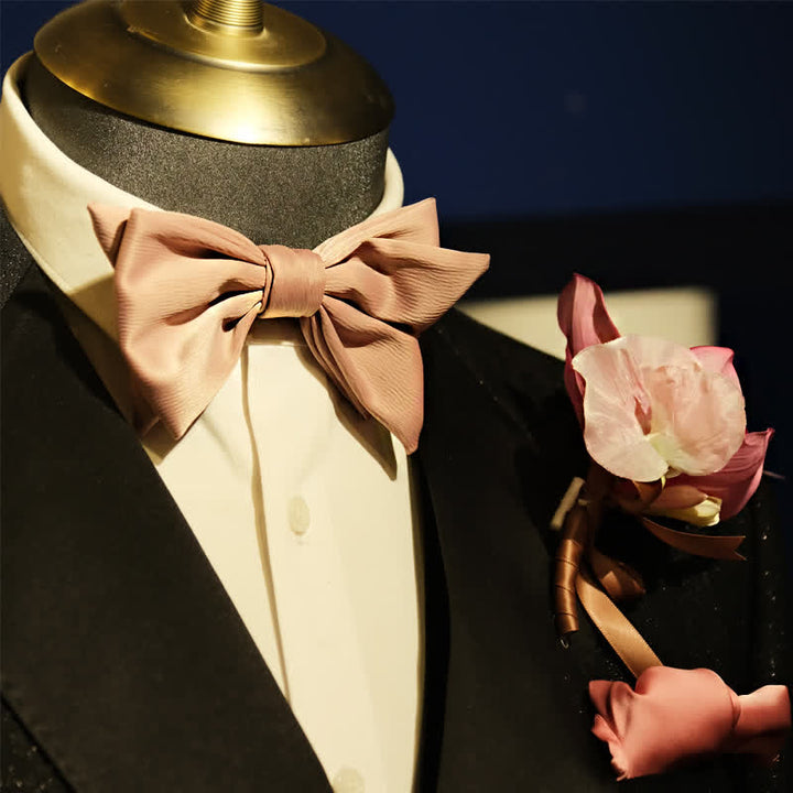 Juego de 3 piezas de broche y pañuelo de cola de pez de color rosa ahumado para hombre