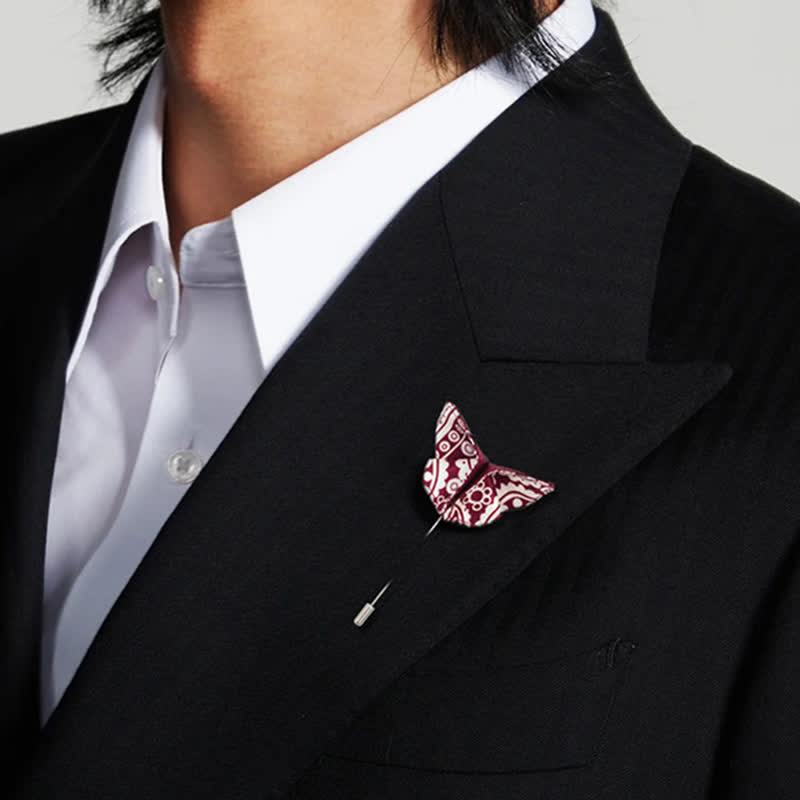 Pajarita para hombre con estampado de lunares en blanco y rojo de anacardo