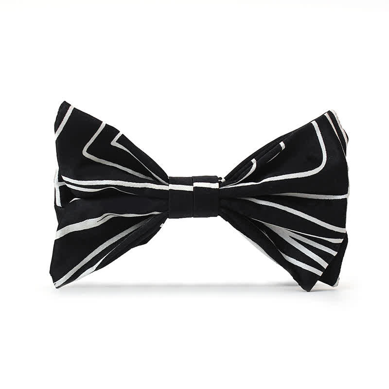 Pajarita de hombre con líneas geométricas en blanco y negro