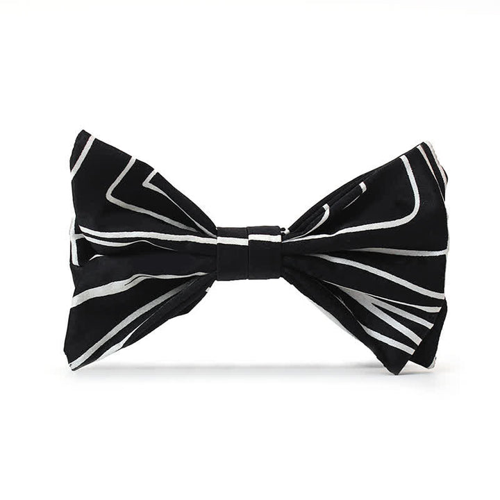 Pajarita de hombre con líneas geométricas en blanco y negro