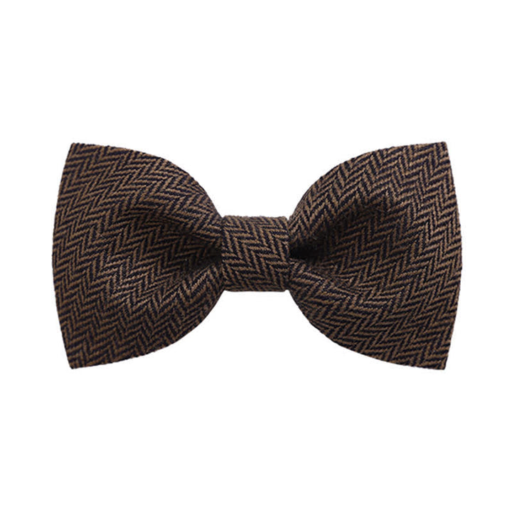 Pajarita de lana con estampado de espiga en color café para hombre