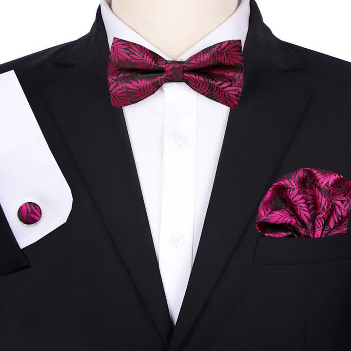 Conjunto de 3 pajaritas cuadradas de bolsillo con diseño floral para novios de hombre