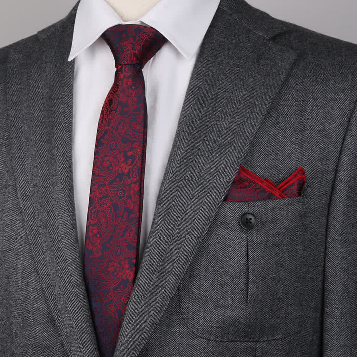 Conjunto de 3 pajaritas cuadradas de bolsillo con estampado de cachemira de fantasía para hombre