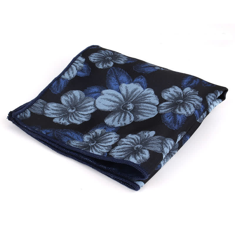 Conjunto de 2 pajaritas cuadradas de bolsillo con estampado floral azul y azul marino para hombre