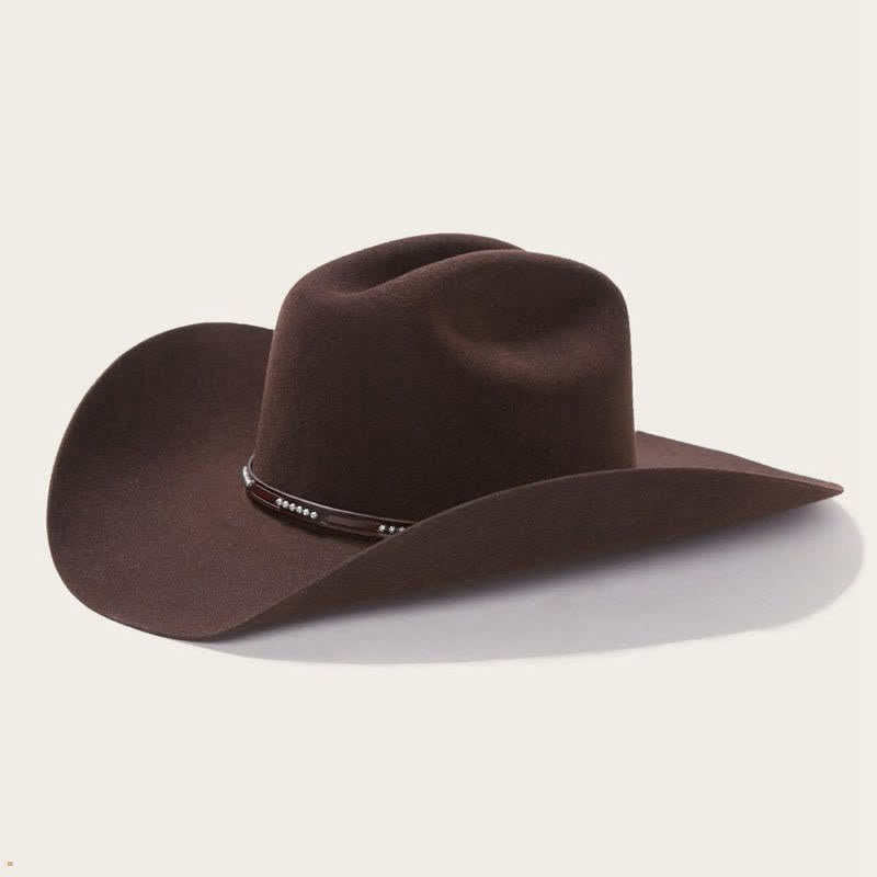 Sombrero vaquero de ala ancha color café liso y sencillo