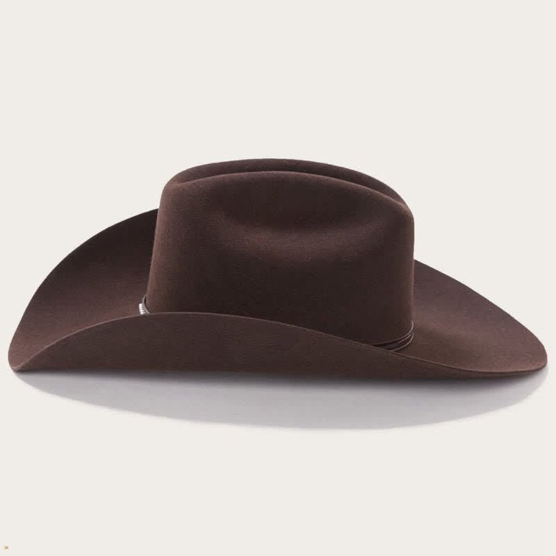 Sombrero vaquero de ala ancha color café liso y sencillo