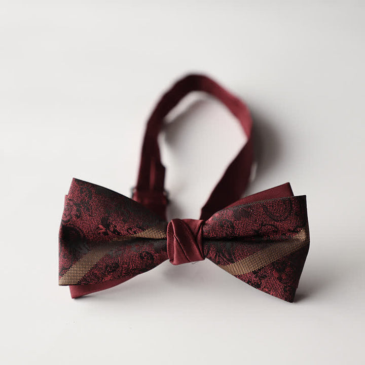Pajarita de hombre de tejido jacquard con rayas florales y doble capa