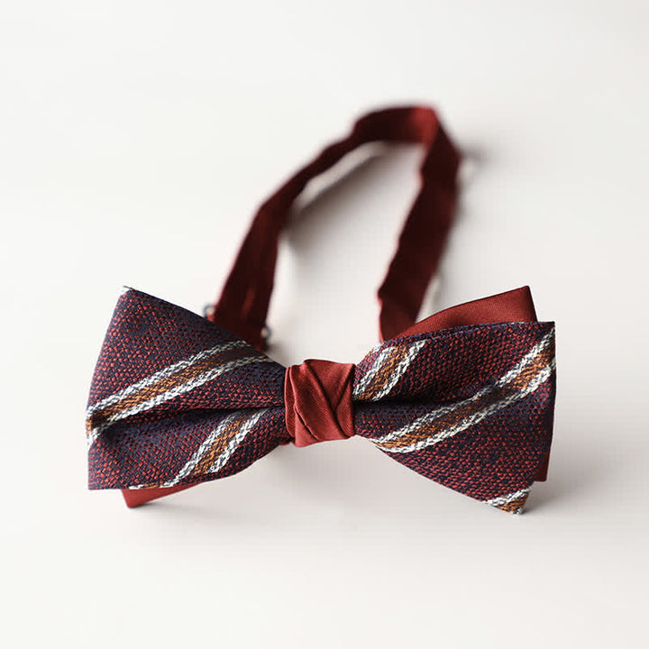 Pajarita de hombre de tejido jacquard con rayas florales y doble capa