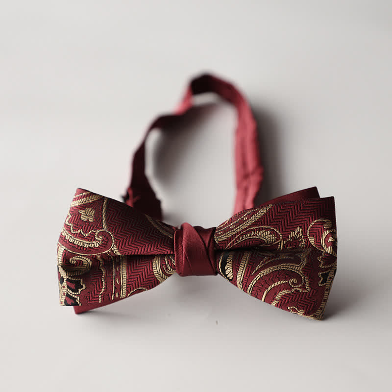 Pajarita de hombre de tejido jacquard con rayas florales y doble capa