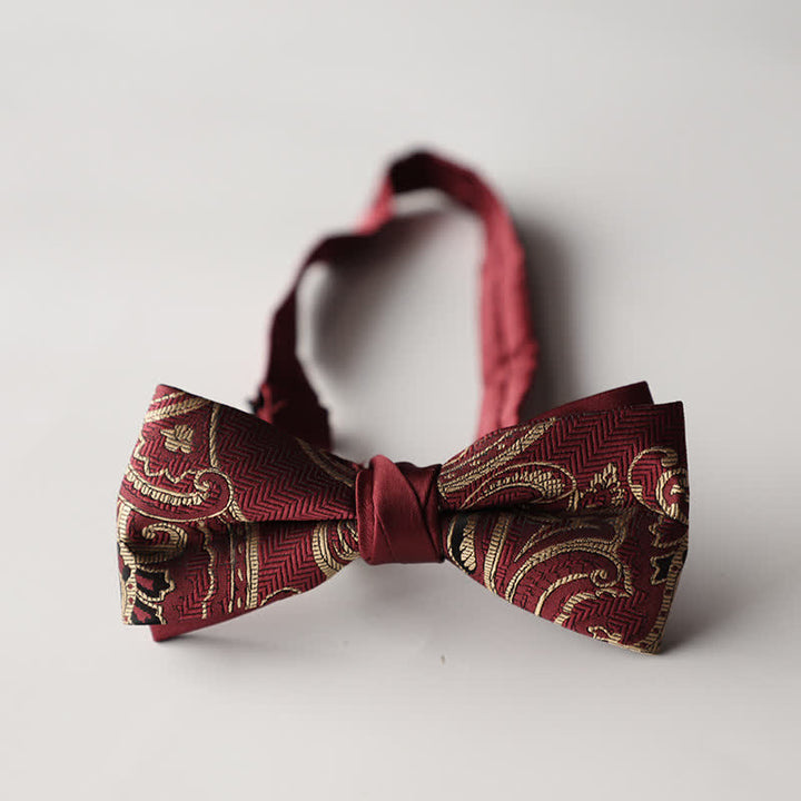 Pajarita de hombre de tejido jacquard con rayas florales y doble capa