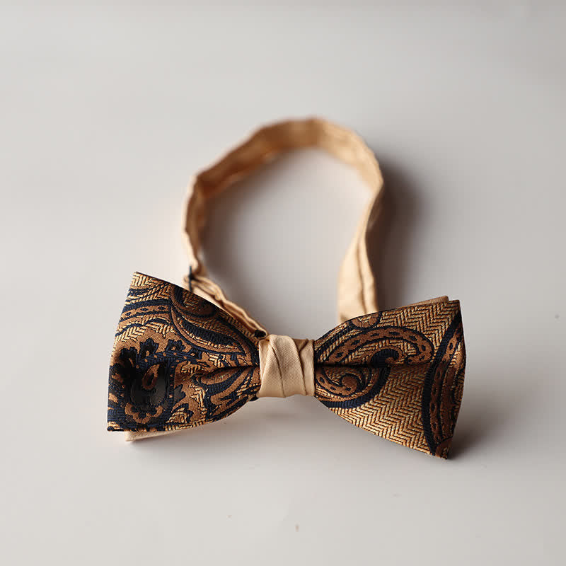 Pajarita de hombre de tejido jacquard con rayas florales y doble capa