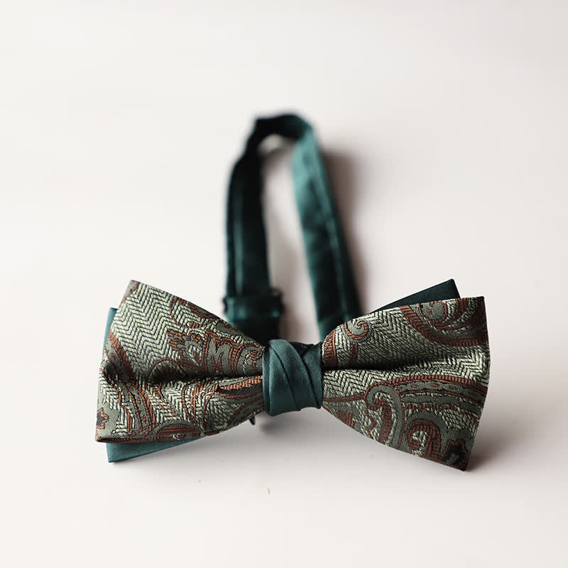 Pajarita de hombre de tejido jacquard con rayas florales y doble capa