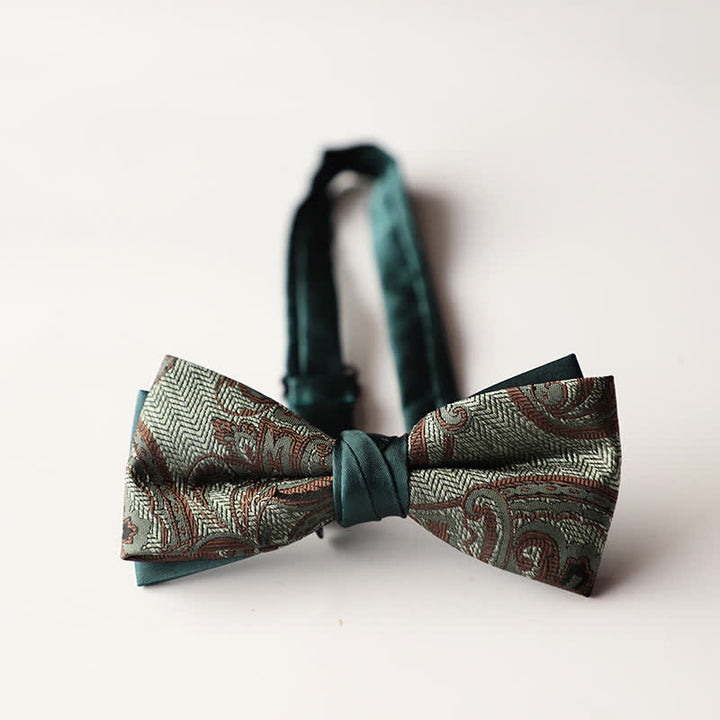 Pajarita de hombre de tejido jacquard con rayas florales y doble capa