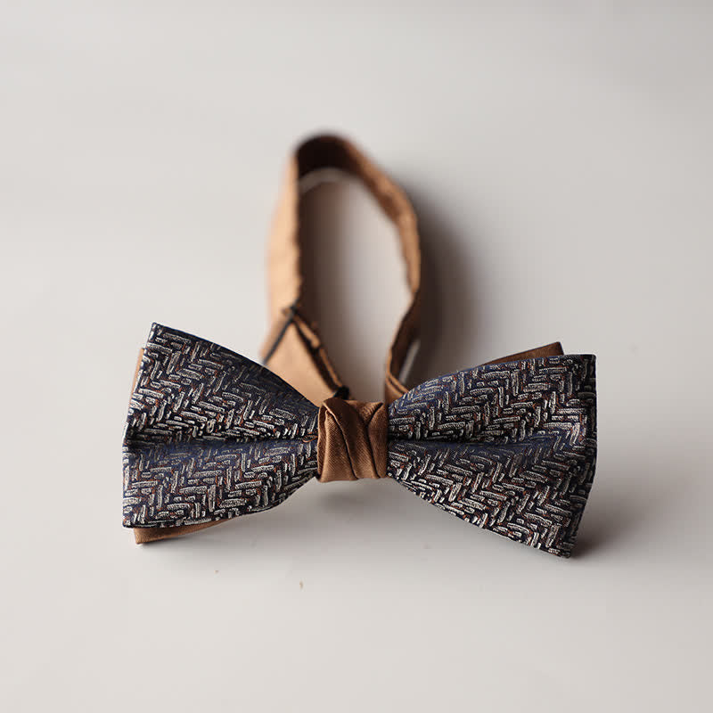 Pajarita de hombre de tejido jacquard con rayas florales y doble capa