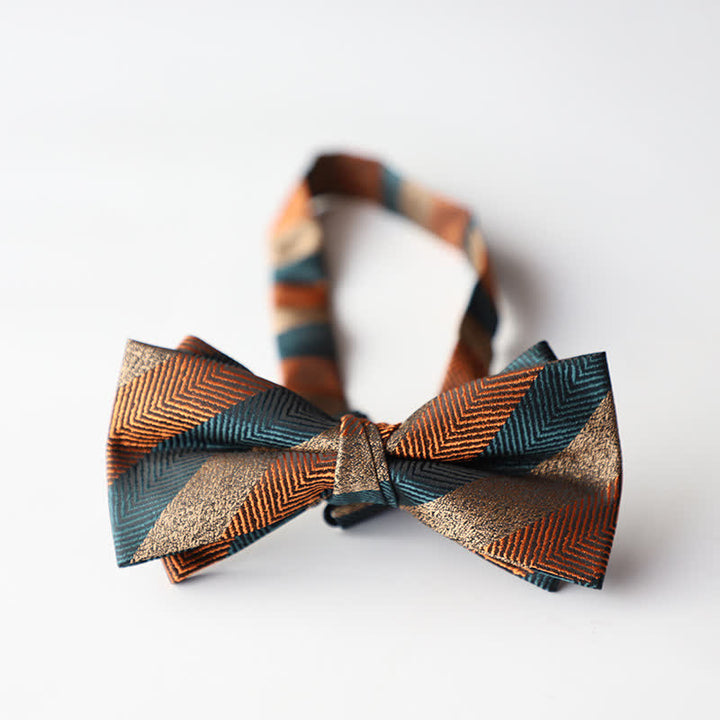 Pajarita de hombre de tejido jacquard con rayas florales y doble capa