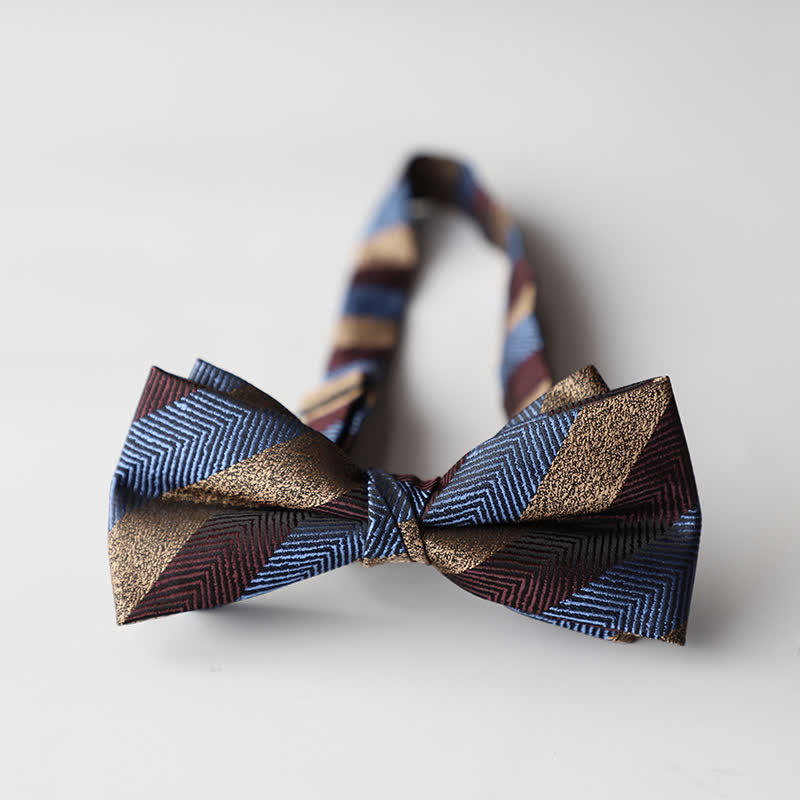 Pajarita de hombre de tejido jacquard con rayas florales y doble capa