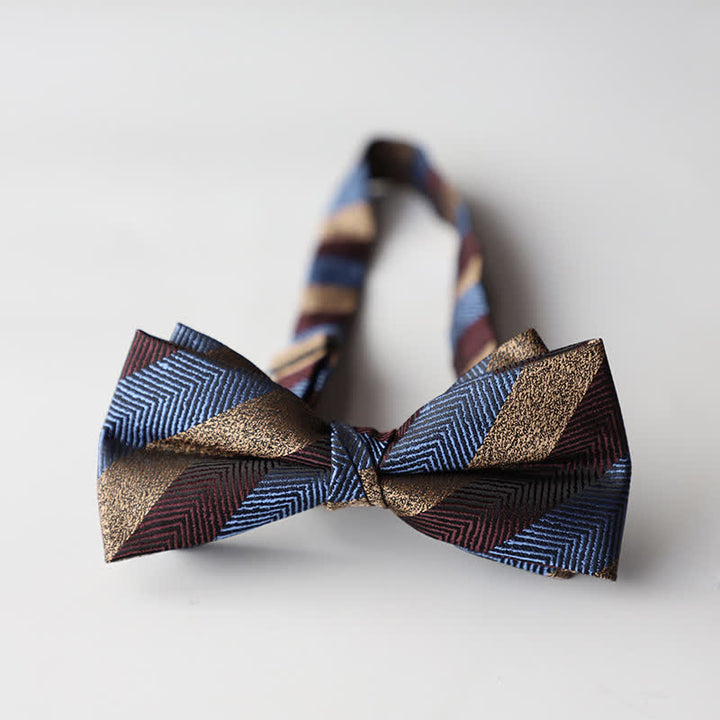 Pajarita de hombre de tejido jacquard con rayas florales y doble capa
