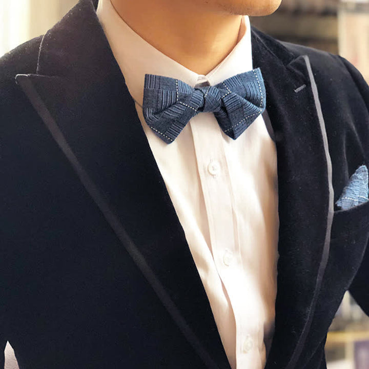 Pajarita de novio con estampado de cuadros estilo británico para hombre