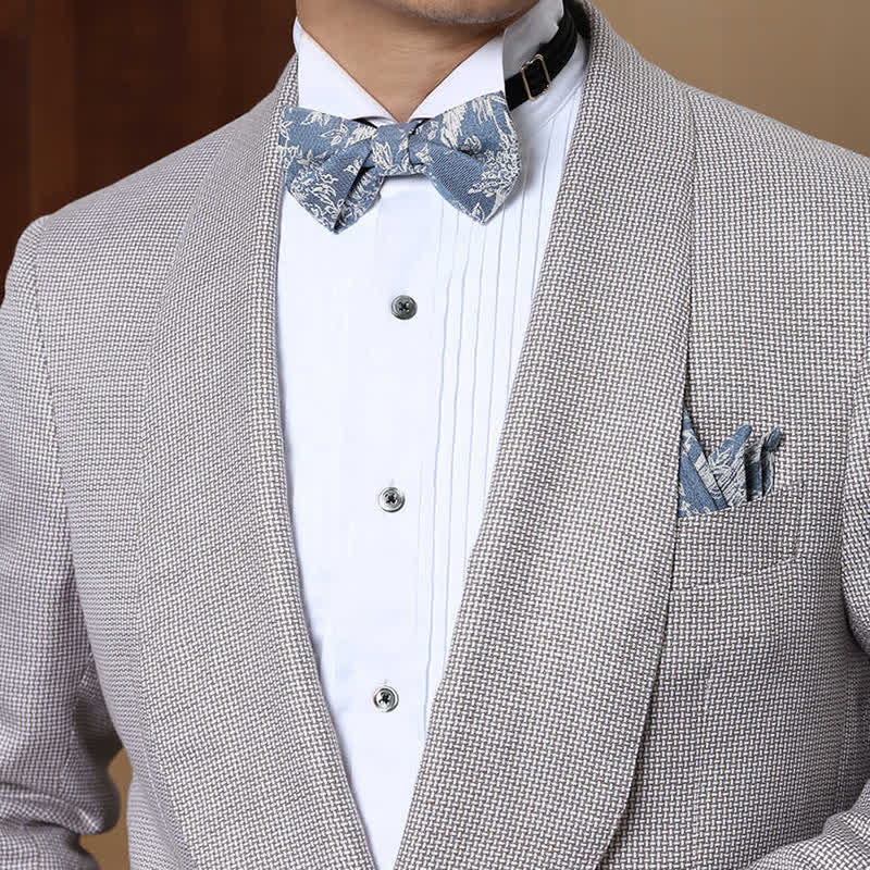 Pajarita vaquera con estampado de espiga de flores de la serie azul para hombre