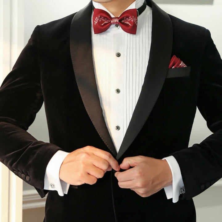 Pajarita de boda elegante con estampado floral y vegetal para hombre