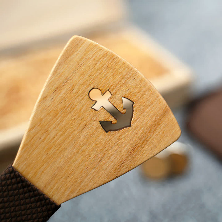 Juego de 3 pajaritas de madera con forma de ancla de barco hueca para hombre