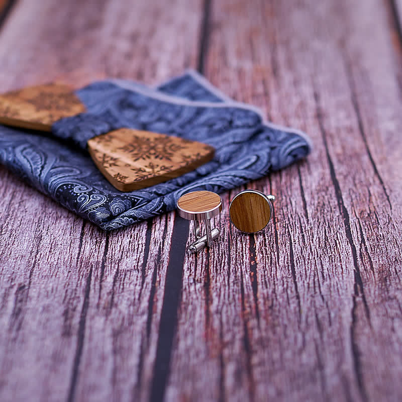 Juego de 3 pajaritas de madera con estampado de copos de nieve de invierno para hombre