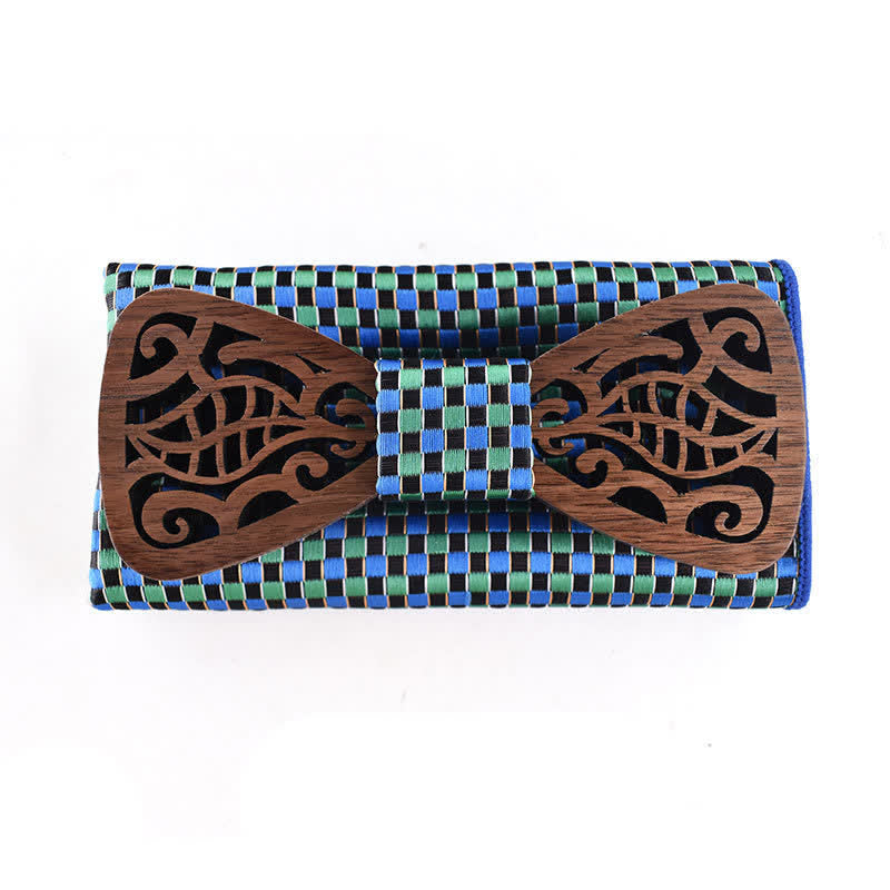 Juego de 2 pajaritas de madera caladas con hojas talladas para hombre