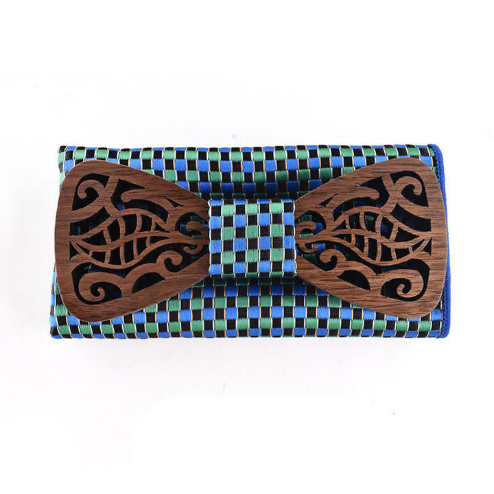 Juego de 2 pajaritas de madera caladas con hojas talladas para hombre