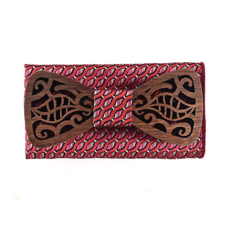 Juego de 2 pajaritas de madera caladas con hojas talladas para hombre