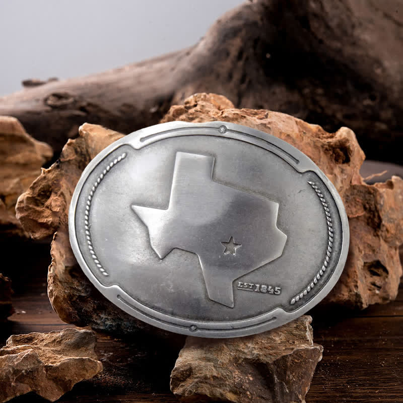 Cinturón de cuero con hebilla para hombre con diseño creativo de mapa del estado de Texas