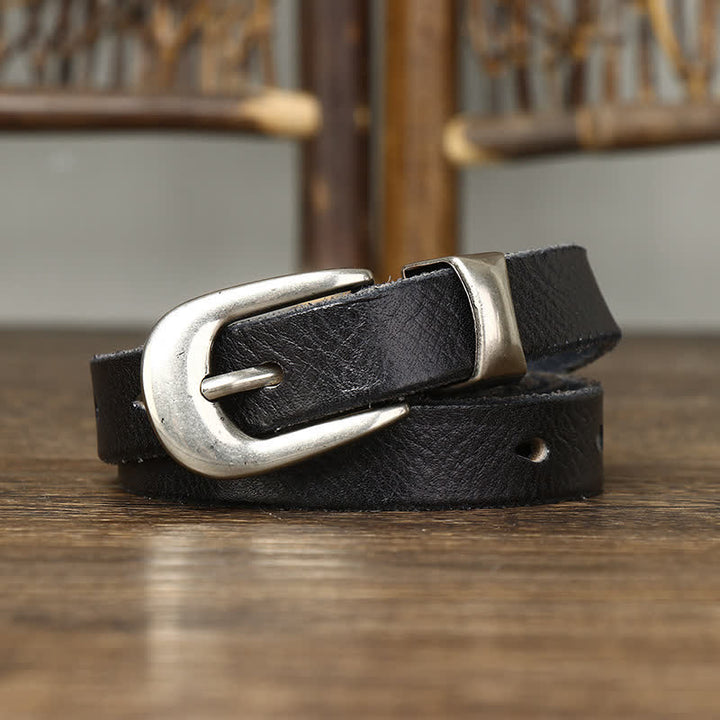 Cinturón de cuero con cintura estrecha y estilo retro para mujer