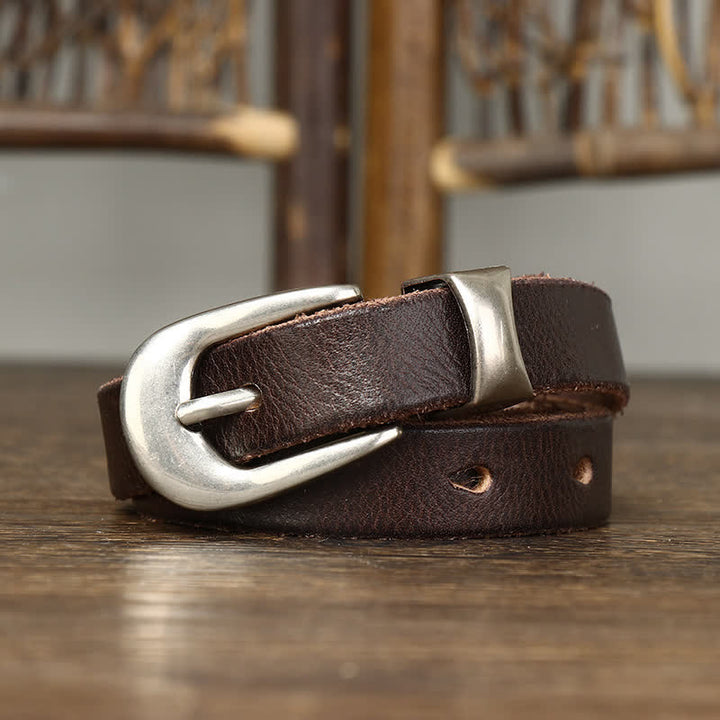 Cinturón de cuero con cintura estrecha y estilo retro para mujer