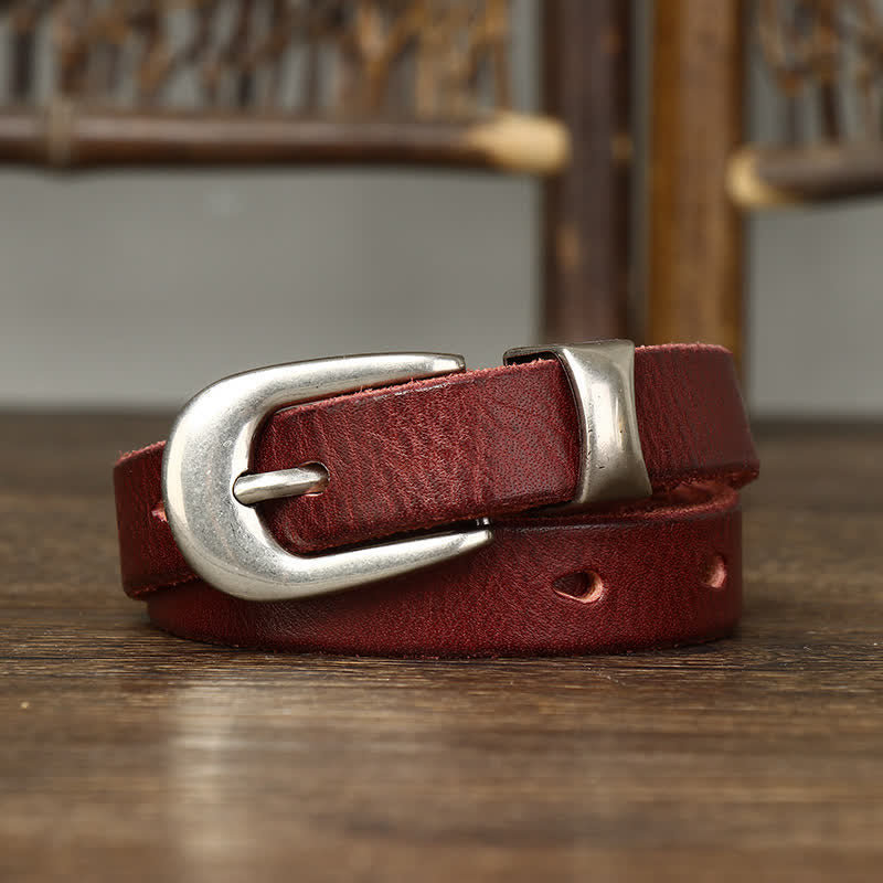Cinturón de cuero con cintura estrecha y estilo retro para mujer