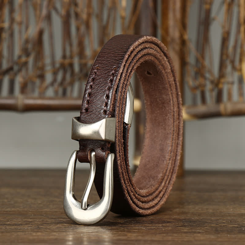 Cinturón de cuero con cintura estrecha y estilo retro para mujer